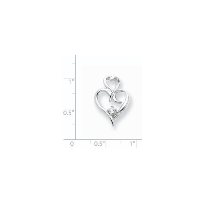 14K Weißgold AAA-Diamant-Herzanhänger