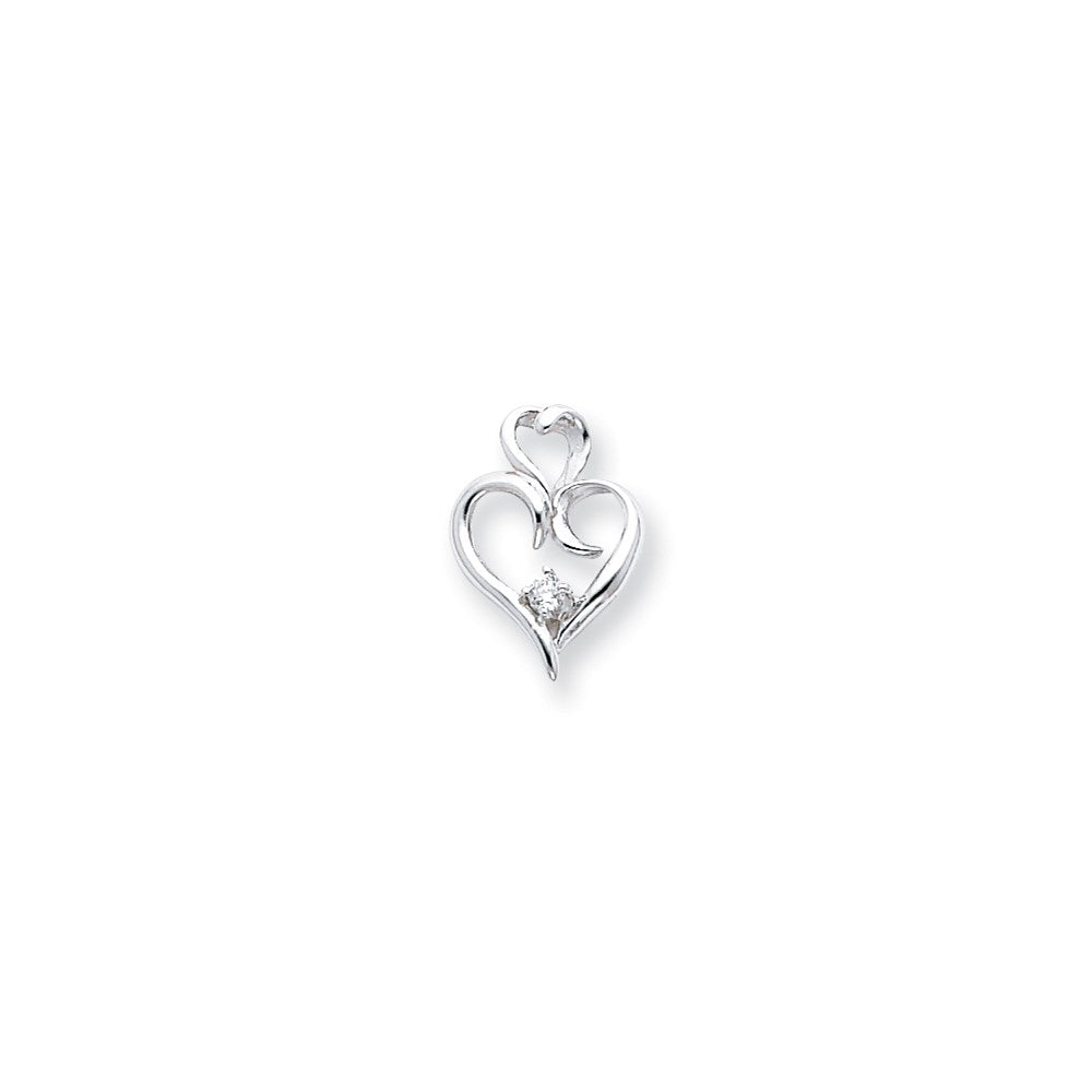 14K Weißgold AAA-Diamant-Herzanhänger