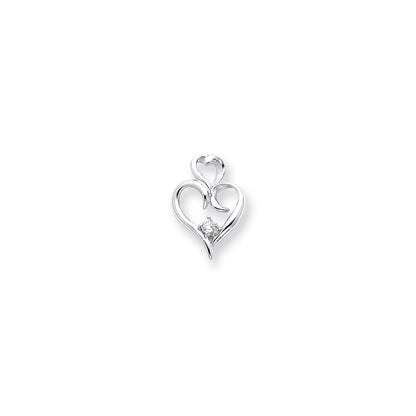 14K Weißgold AAA-Diamant-Herzanhänger