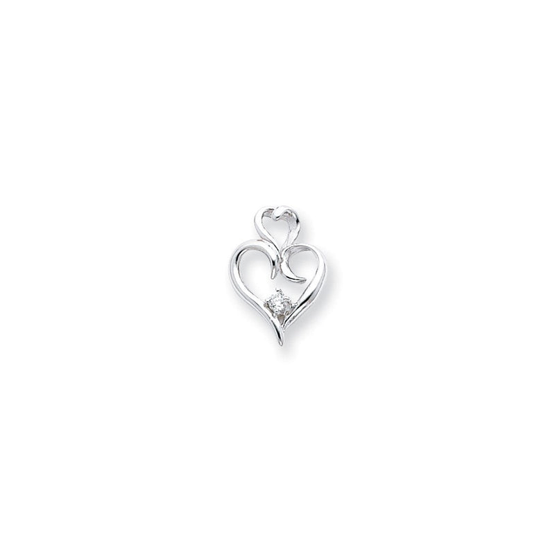 14K Weißgold AAA-Diamant-Herzanhänger