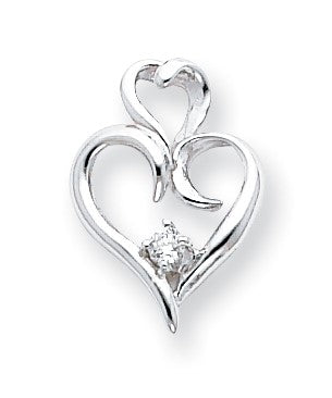 14K Weißgold Diamant-Herzanhänger VS