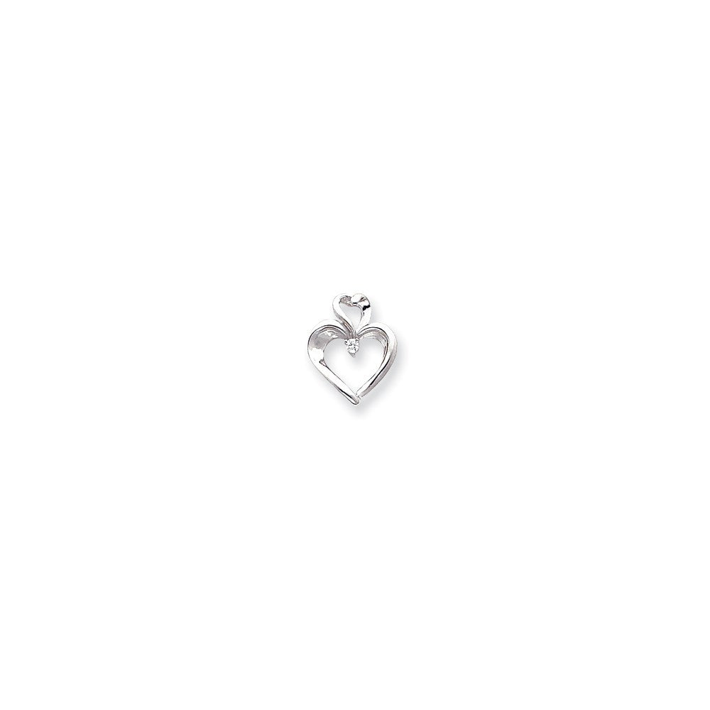 14K Weißgold AAA-Diamant-Herzanhänger