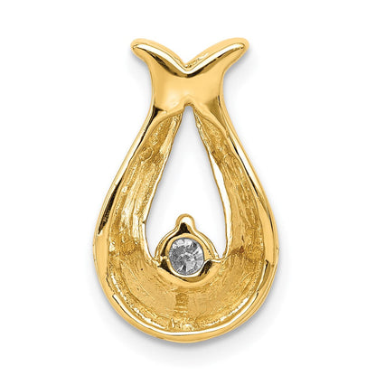 14K Gelbgold 3.4mm Aa Echt Diamant Tropfen Form Kette Anhänger