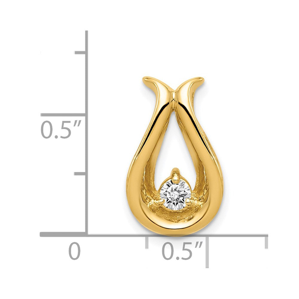 14K Gelbgold 3.4mm Aa Echt Diamant Tropfen Form Kette Anhänger