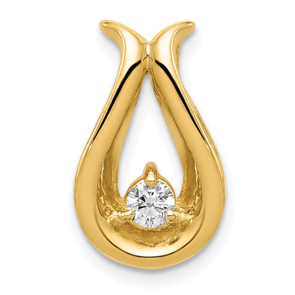14K Gelbgold 3.4mm Aa Echt Diamant Tropfen Form Kette Anhänger