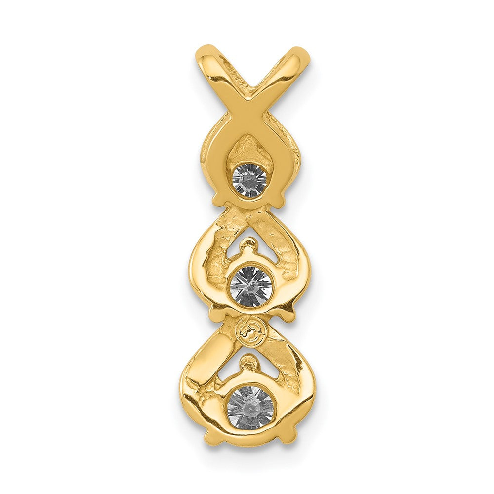 14K Diamant-Zwischenteil „Criss Cross“ mit Kette, 3 Steine, VS