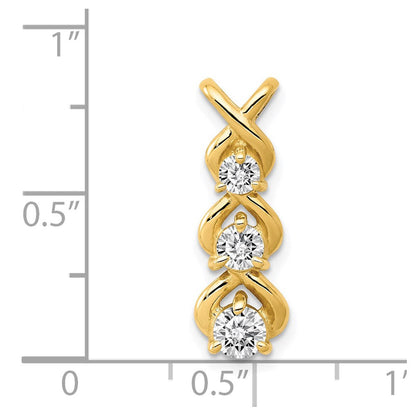 14K Diamant-Zwischenteil „Criss Cross“ mit Kette, 3 Steine, VS