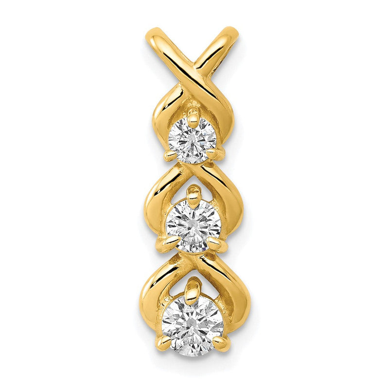 14K Diamant-Zwischenteil „Criss Cross“ mit Kette, 3 Steine, VS