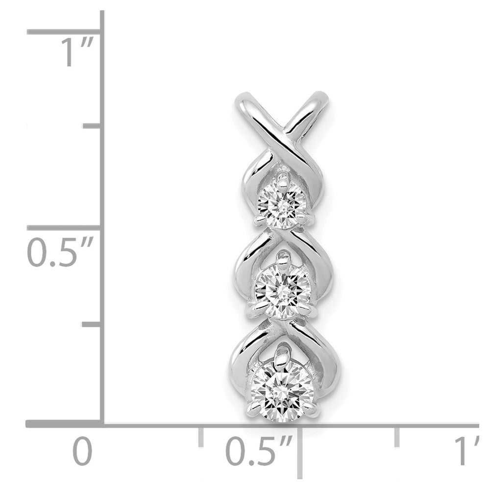 14K Weißgold-Kettenanhänger mit Criss-Cross-Design und 3 AA-Diamanten