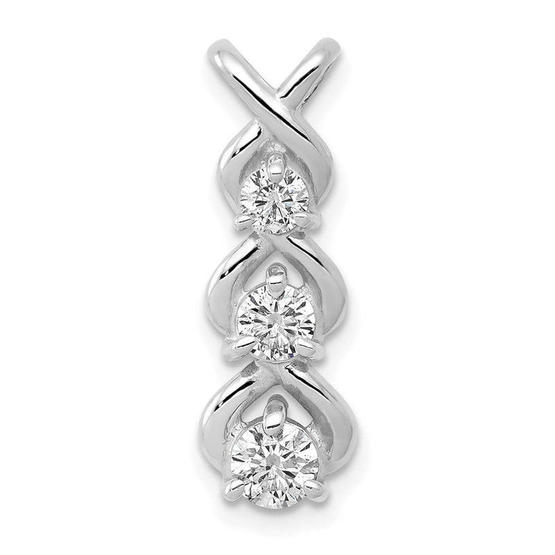 14K Weißgold Diamant-Anhänger im Criss-Cross-Design mit 3 Steinen
