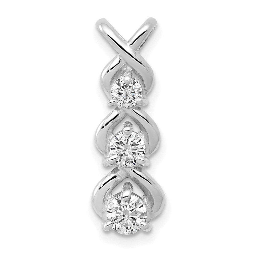 14K Weißgold-Kettenanhänger mit Criss-Cross-Design und 3 AA-Diamanten