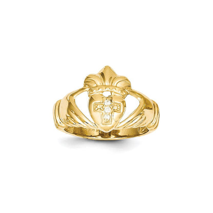 14K Gelbgold Diamant-Claddagh-Ring
