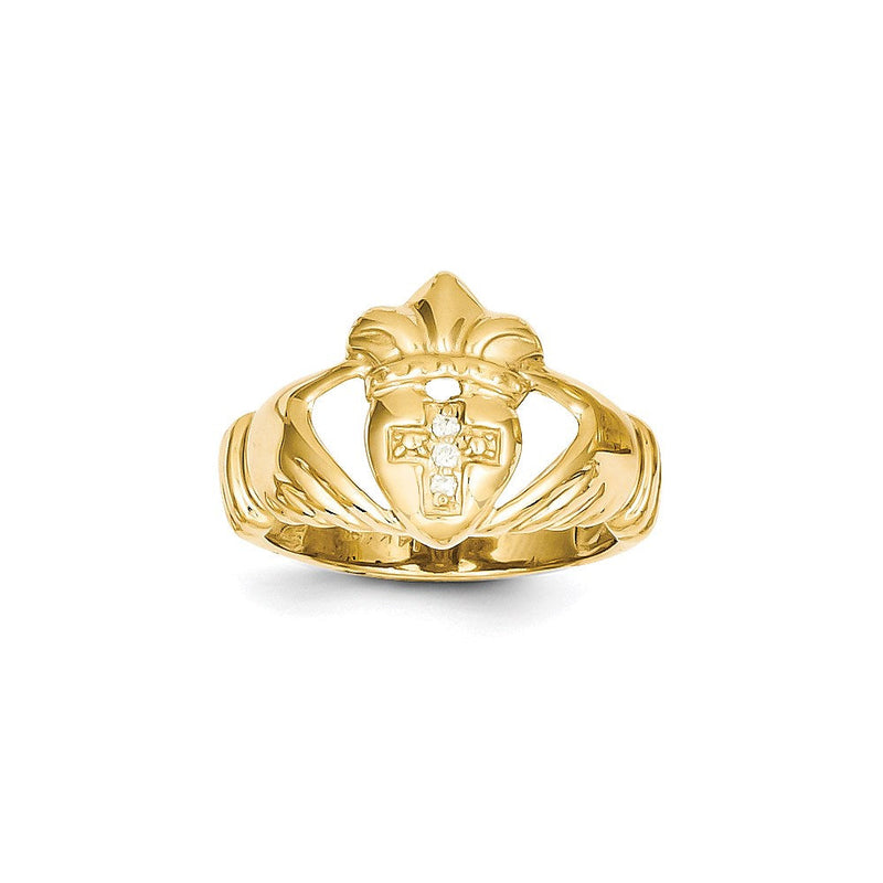 14K Gelbgold Claddagh-Ring mit VS-Diamant