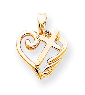 14K Diamant-Kreuzanhänger