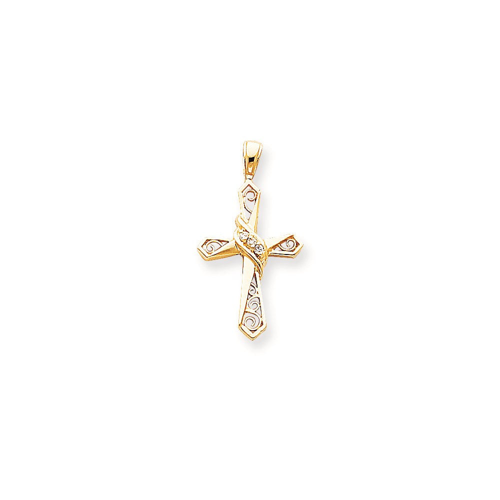 14K Diamant-Kreuzanhänger, VS