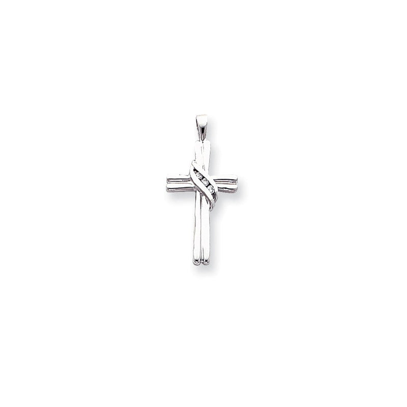 14K Weißgold Anhänger mit AA-Diamant-Kreuz