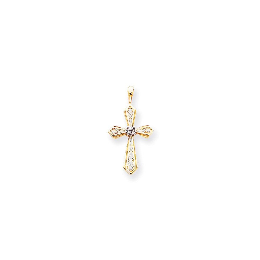 14K Gelbgold Diamant-Kreuz-Anhänger