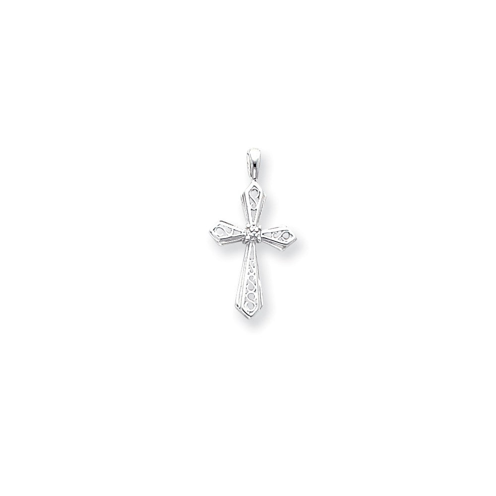 14K Weißgold Kreuz-Anhänger mit AA-Diamant