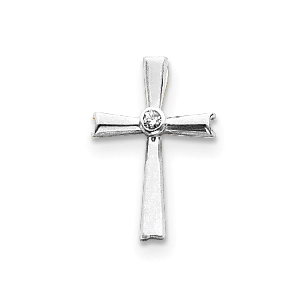 14K Weißgold Anhänger Kreuz mit VS Diamanten