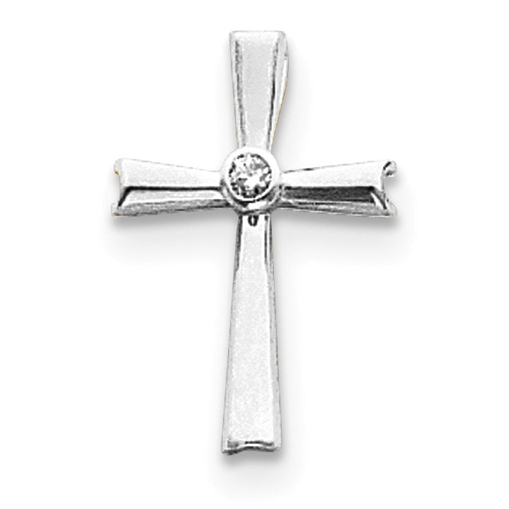 14K Weißgold Diamant-Kreuzanhänger