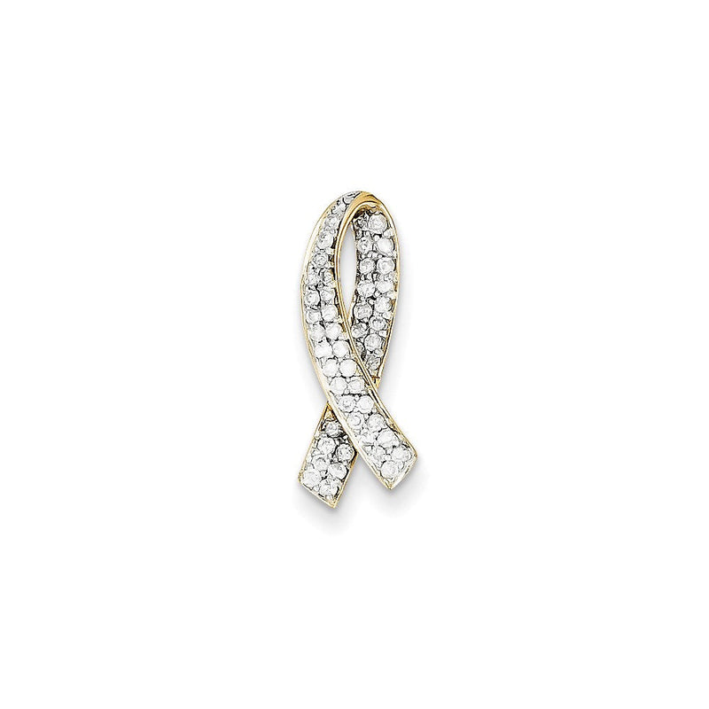 14K Gelbgold Echter-Diamant-Anhänger „Brustkrebs-Bewusstsein“