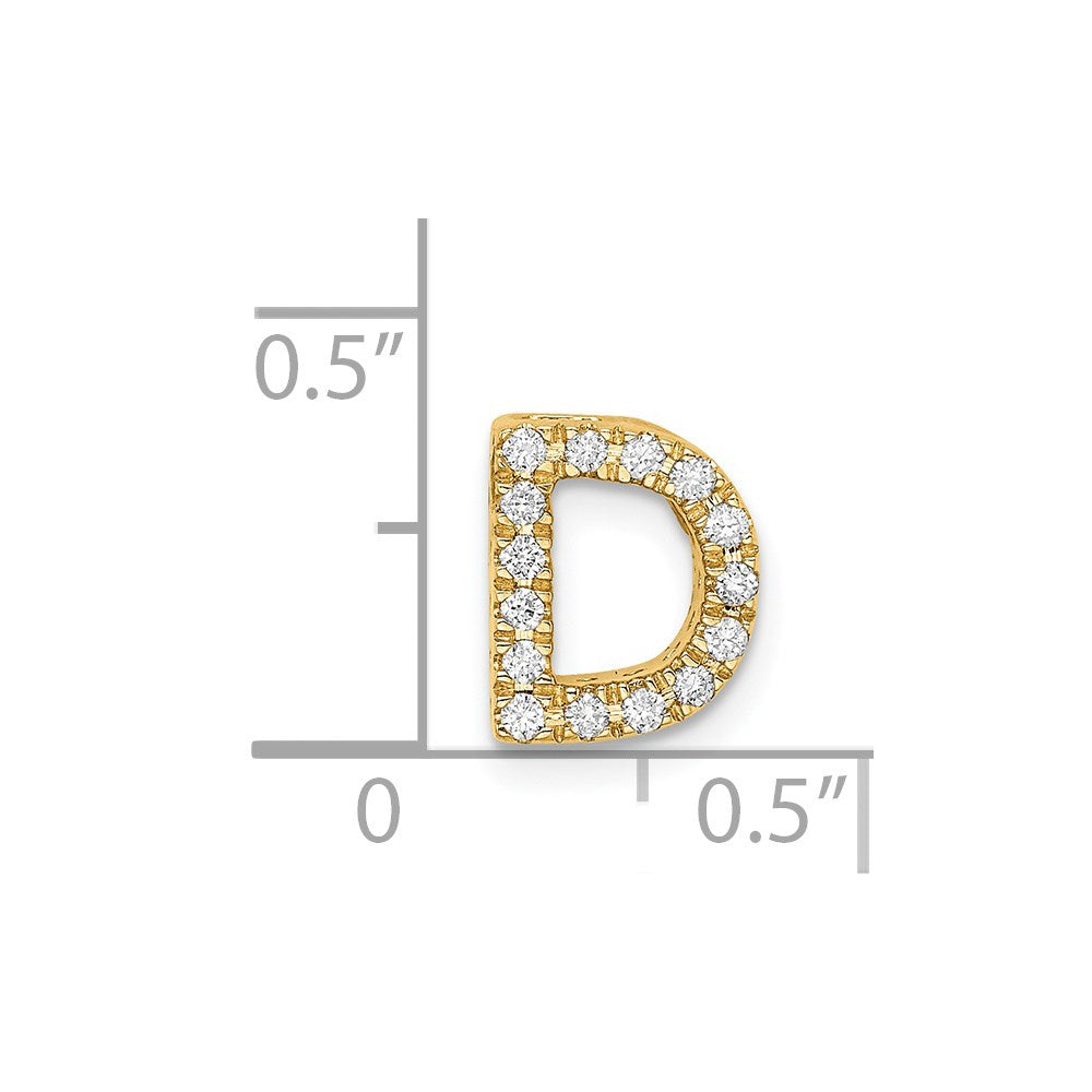 14K Gelbgold Echter Diamant Buchstabe D Charm