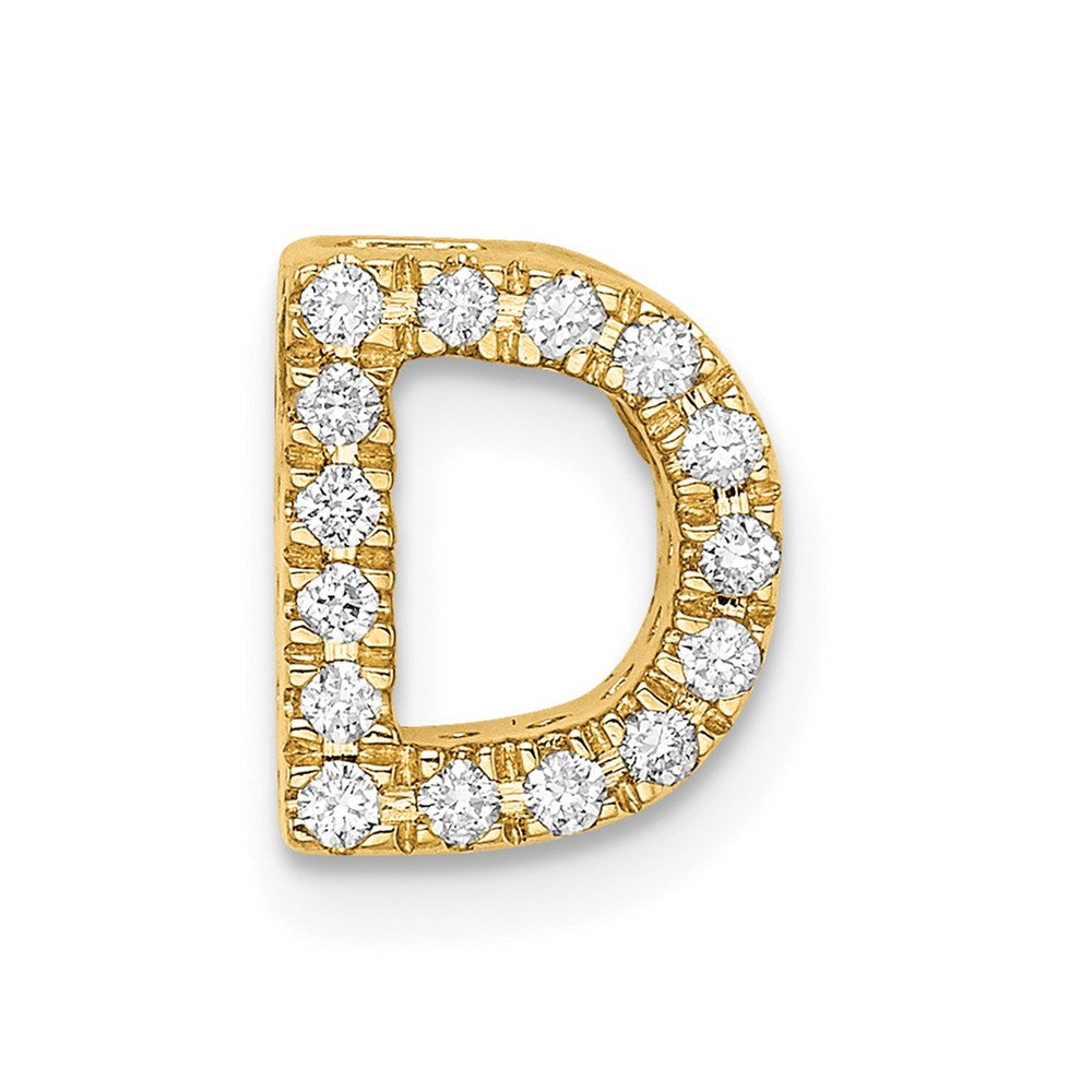14K Gelbgold Echter Diamant Buchstabe D Charm