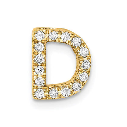 14K Gelbgold Echter Diamant Buchstabe D Charm