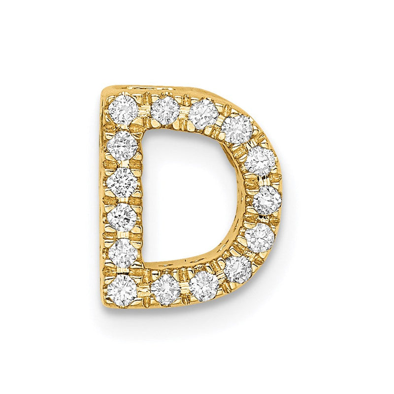 14K Gelbgold Echter Diamant Buchstabe D Charm