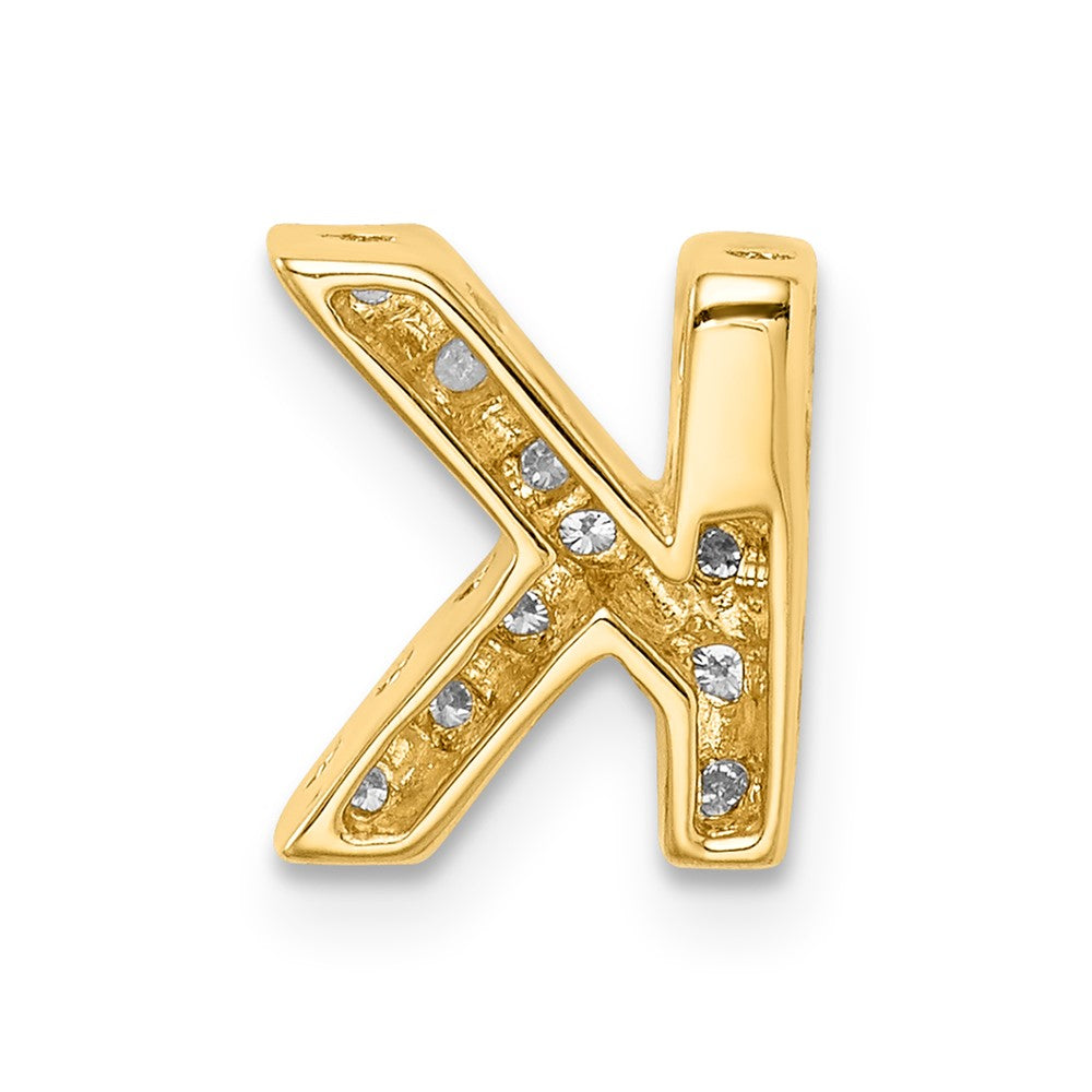 14K Gelbgold Echter Diamant Buchstaben-Charm „K“