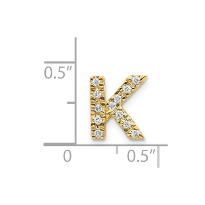 14K Gelbgold Echter Diamant Buchstaben-Charm „K“