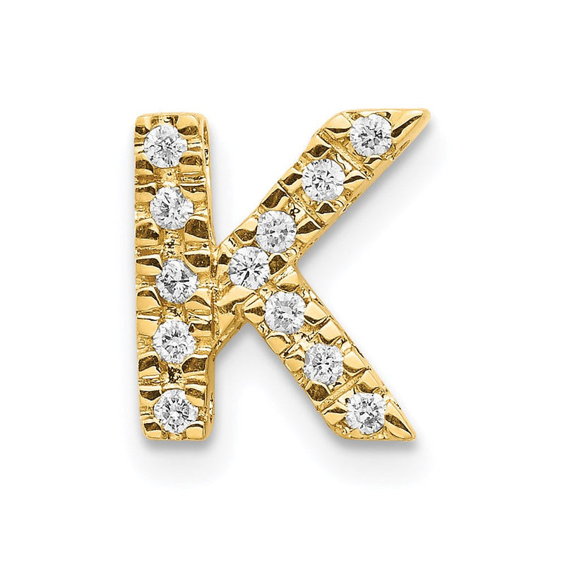 14K Gelbgold Echter Diamant Buchstaben-Charm „K“