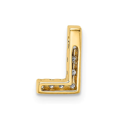 14K Gelbgold Echter Diamant Buchstabe-L-Charm