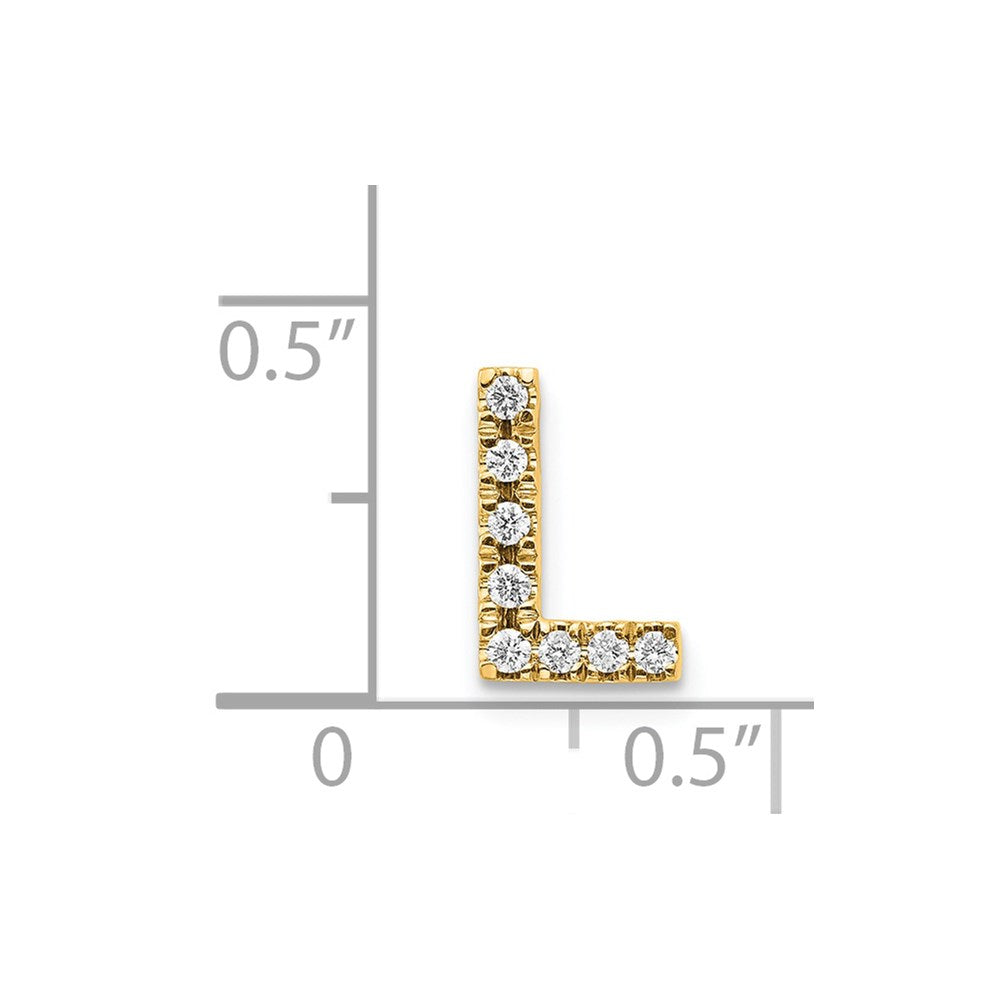 14K Gelbgold Echter Diamant Buchstabe-L-Charm