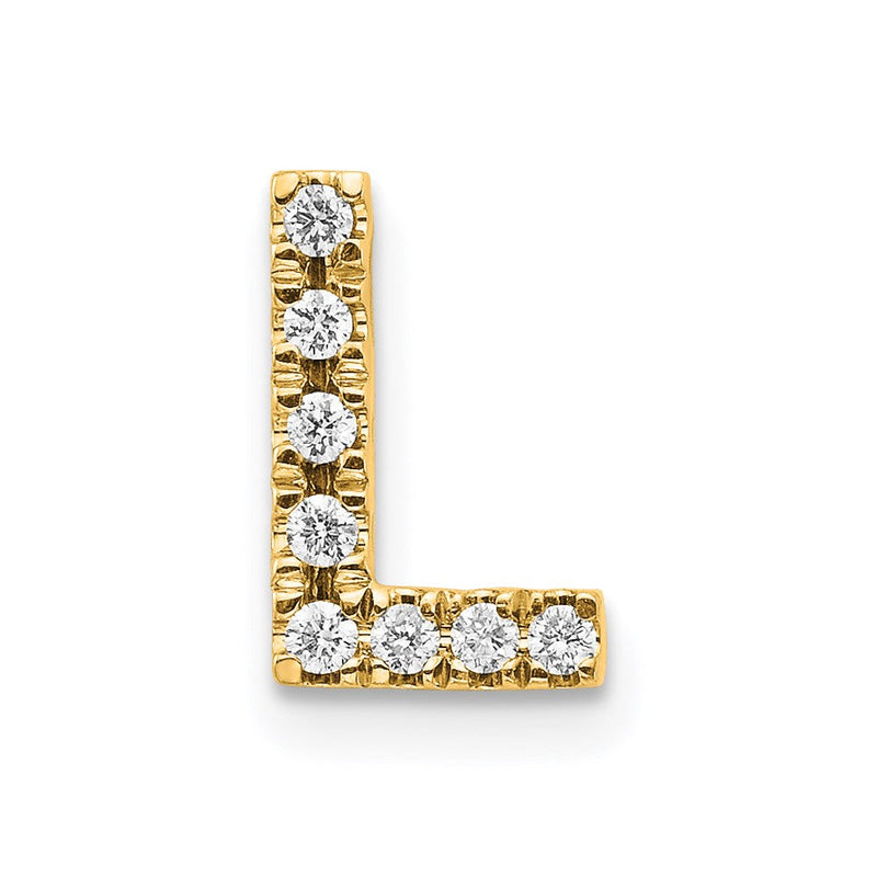 14K Gelbgold Echter Diamant Buchstabe-L-Charm