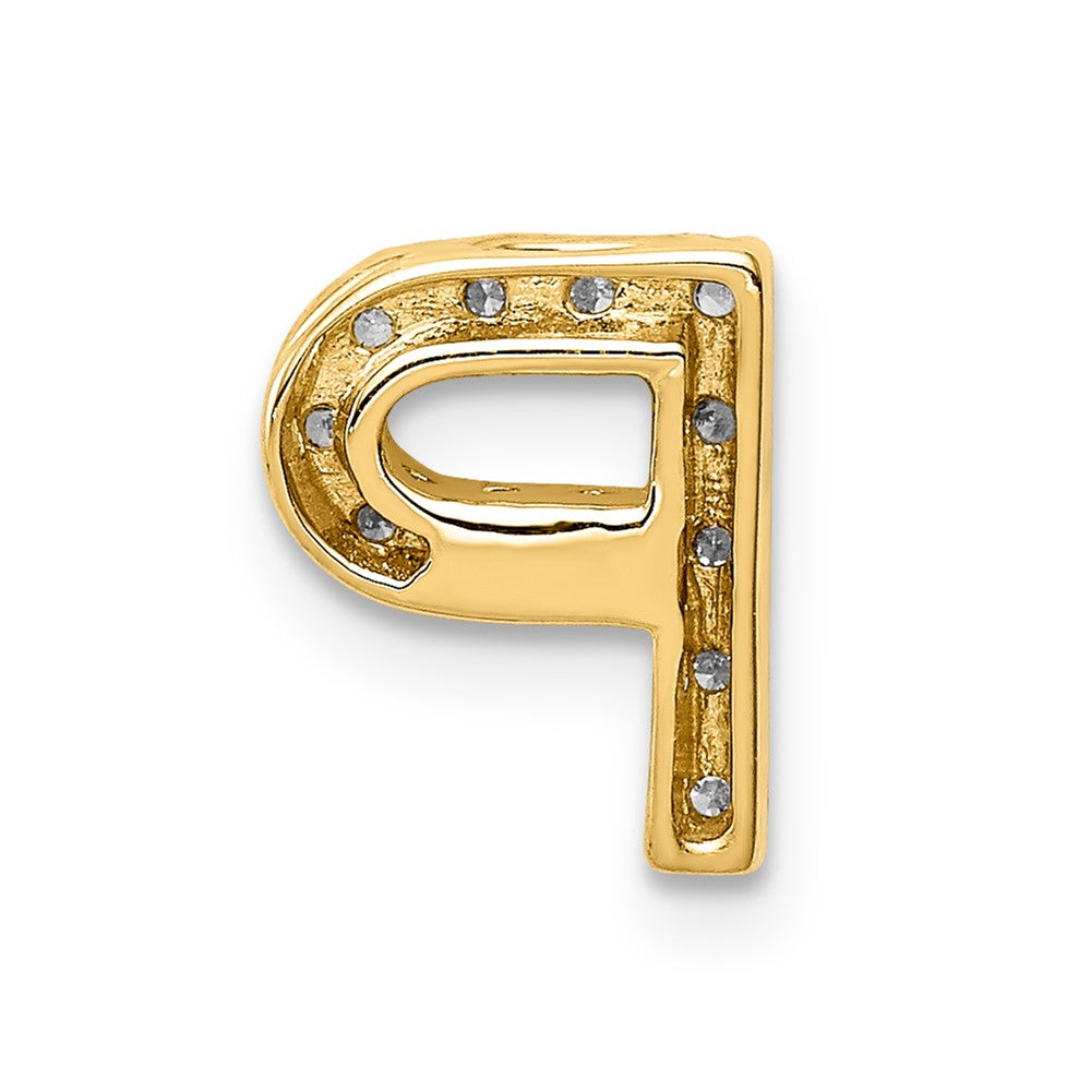 14K Gelbgold Charm mit echtem Diamant, Initiale „P“