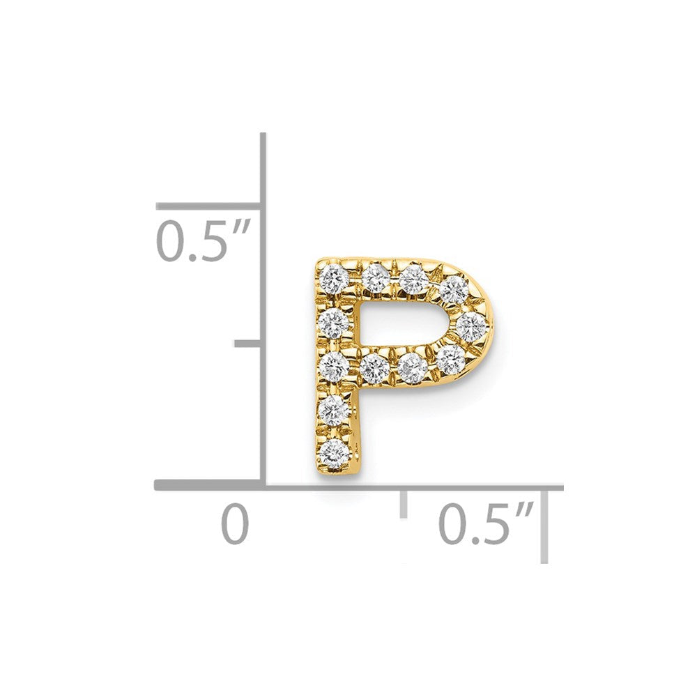 14K Gelbgold Charm mit echtem Diamant, Initiale „P“