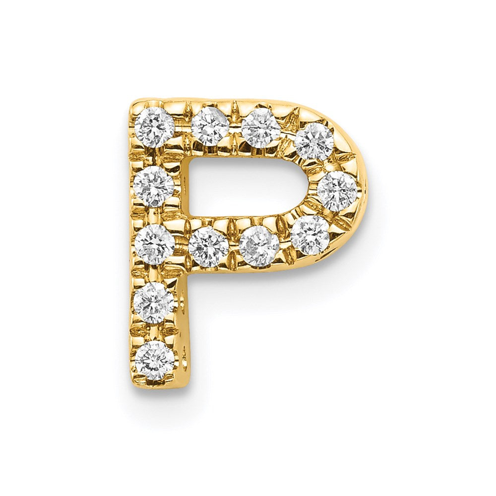 14K Gelbgold Charm mit echtem Diamant, Initiale „P“