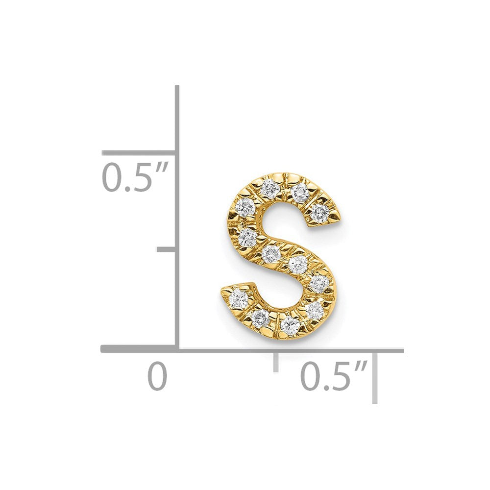 14K Gelbgold Charm mit echten Diamanten Initiale S