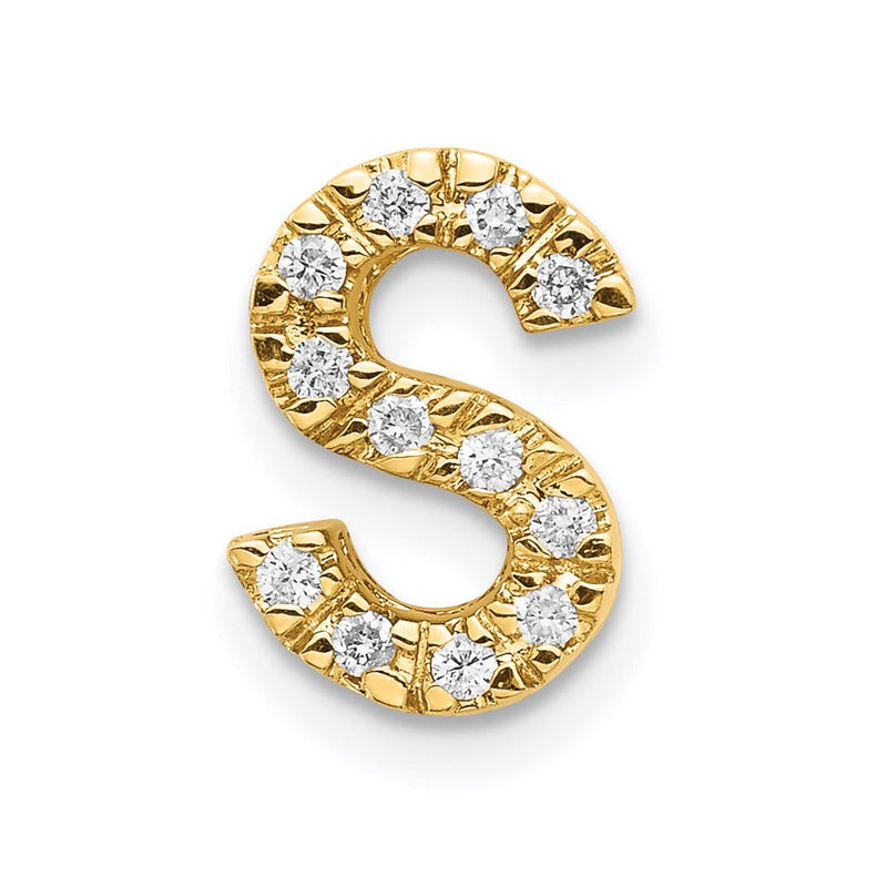 14K Gelbgold Charm mit echten Diamanten Initiale S