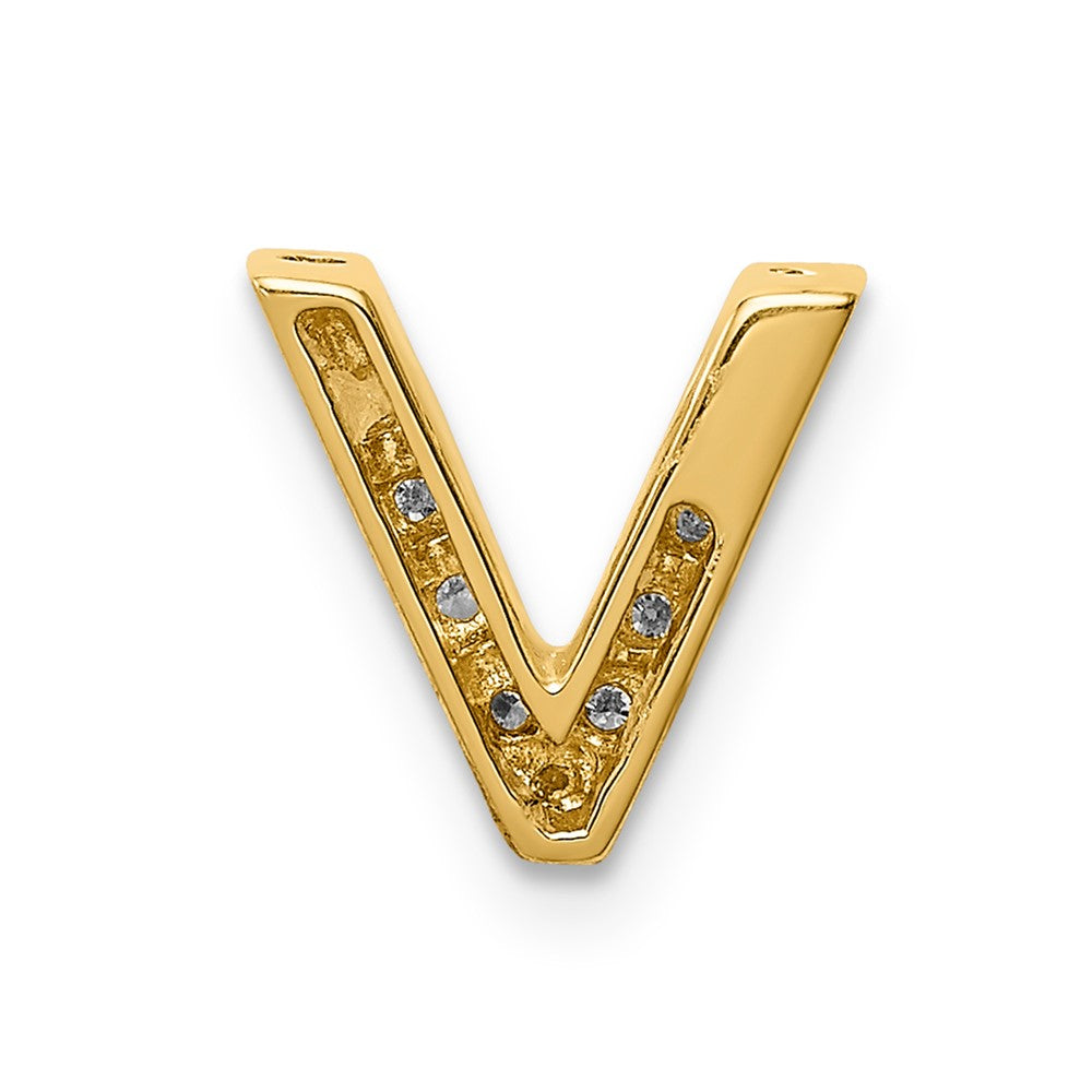 14K Gelbgold Diamant-Buchstaben-Charm „V" (echter Diamant)