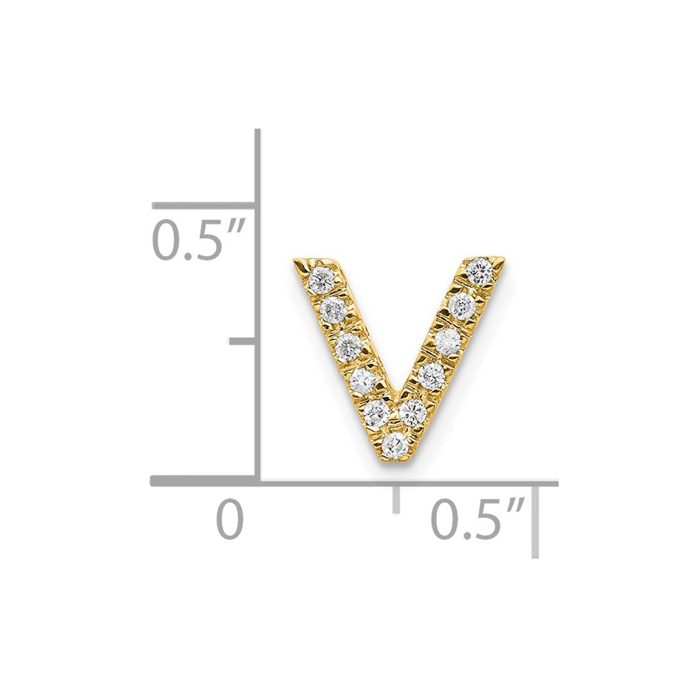 14K Gelbgold Diamant-Buchstaben-Charm „V" (echter Diamant)