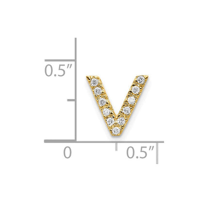 14K Gelbgold Diamant-Buchstaben-Charm „V" (echter Diamant)
