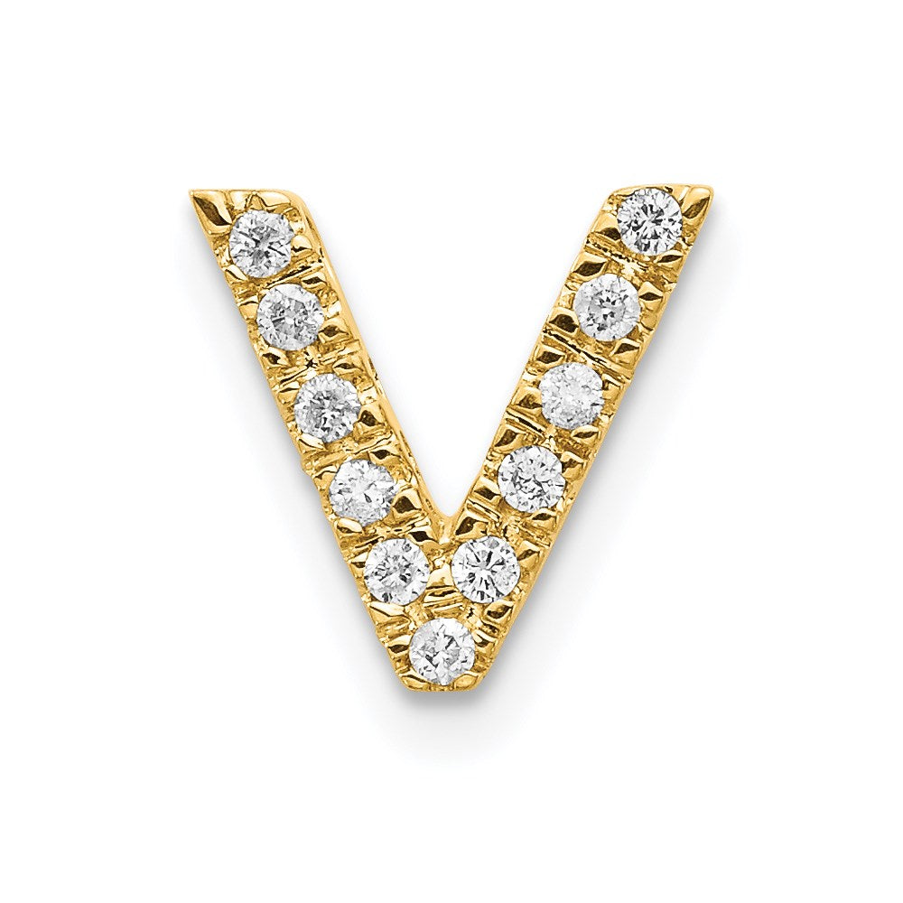 14K Gelbgold Diamant-Buchstaben-Charm „V" (echter Diamant)