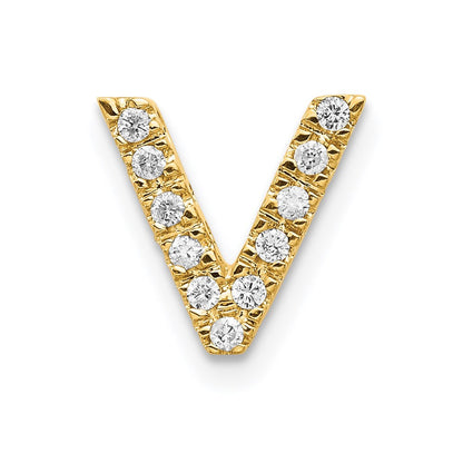 14K Gelbgold Diamant-Buchstaben-Charm „V" (echter Diamant)