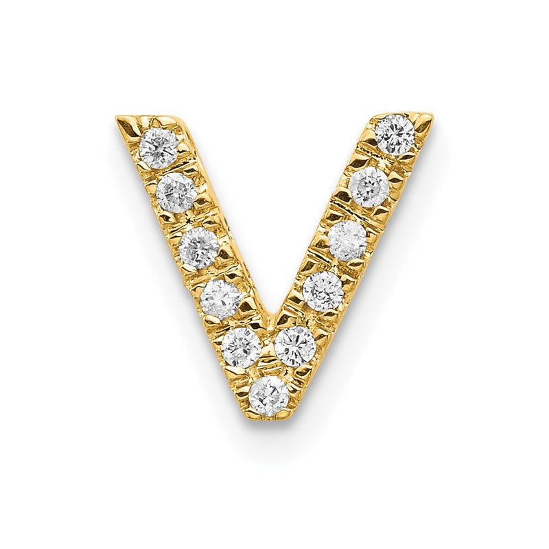 14K Gelbgold Diamant-Buchstaben-Charm „V" (echter Diamant)