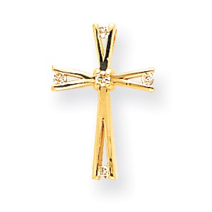 14K Gelbgold Diamant-Kreuzanhänger, 0,08 ct