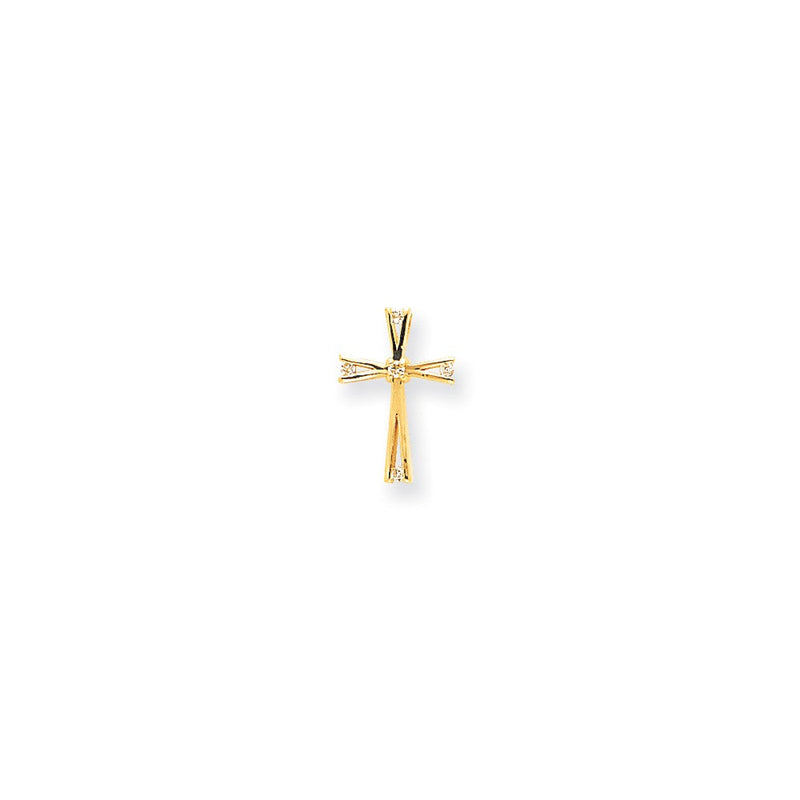 14K Gelbgold Diamant-Kreuzanhänger, 0,08 ct
