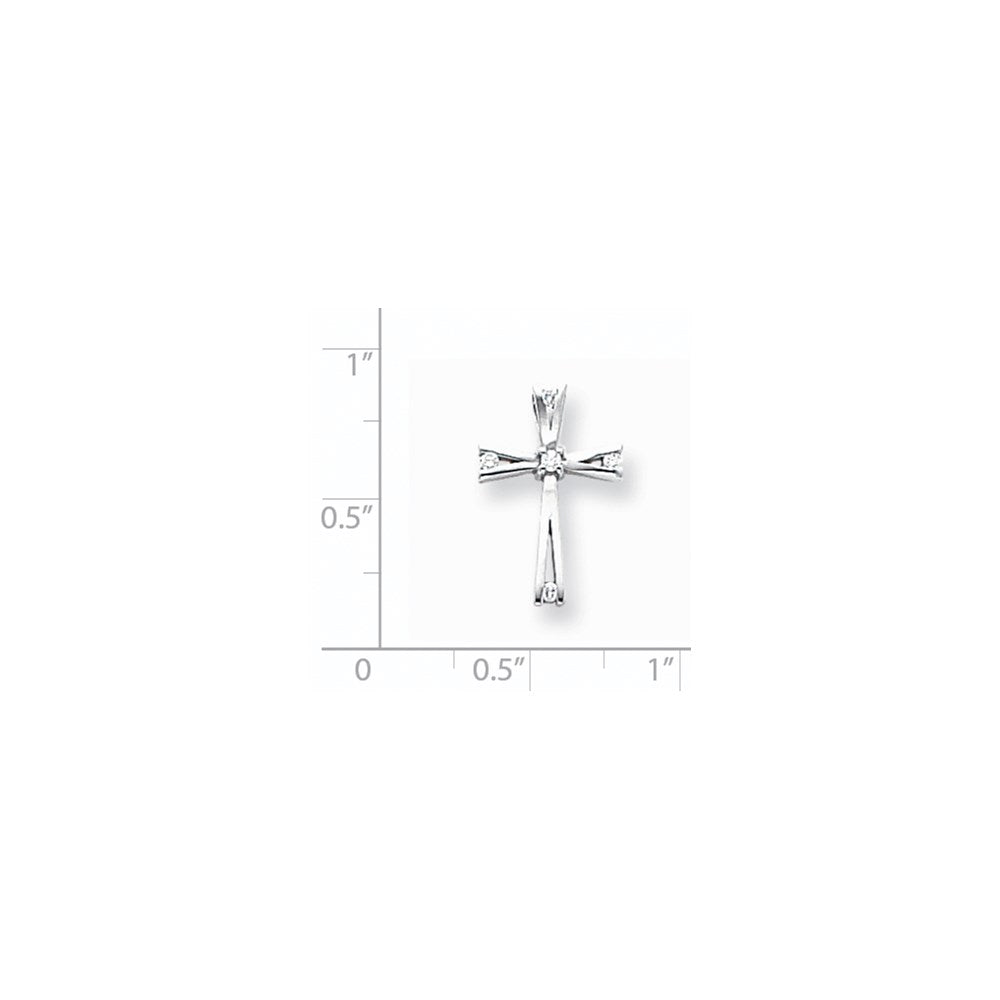 14K Weißgold Kreuzanhänger mit Diamant, 0,08 ct