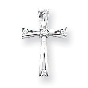 14K Weißgold Diamant-Kreuzanhänger